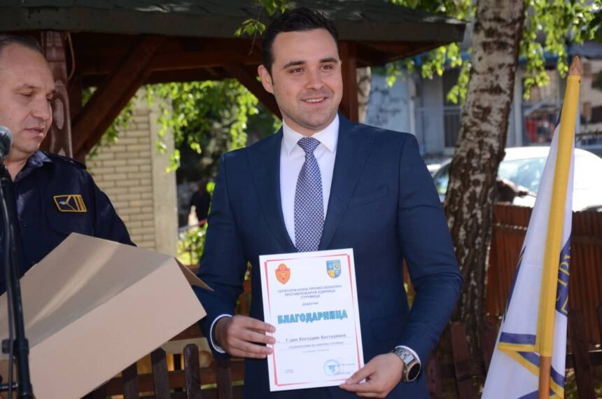 Градоначалникот Костадинов на одбележувањето на Денот на пожарникарството
